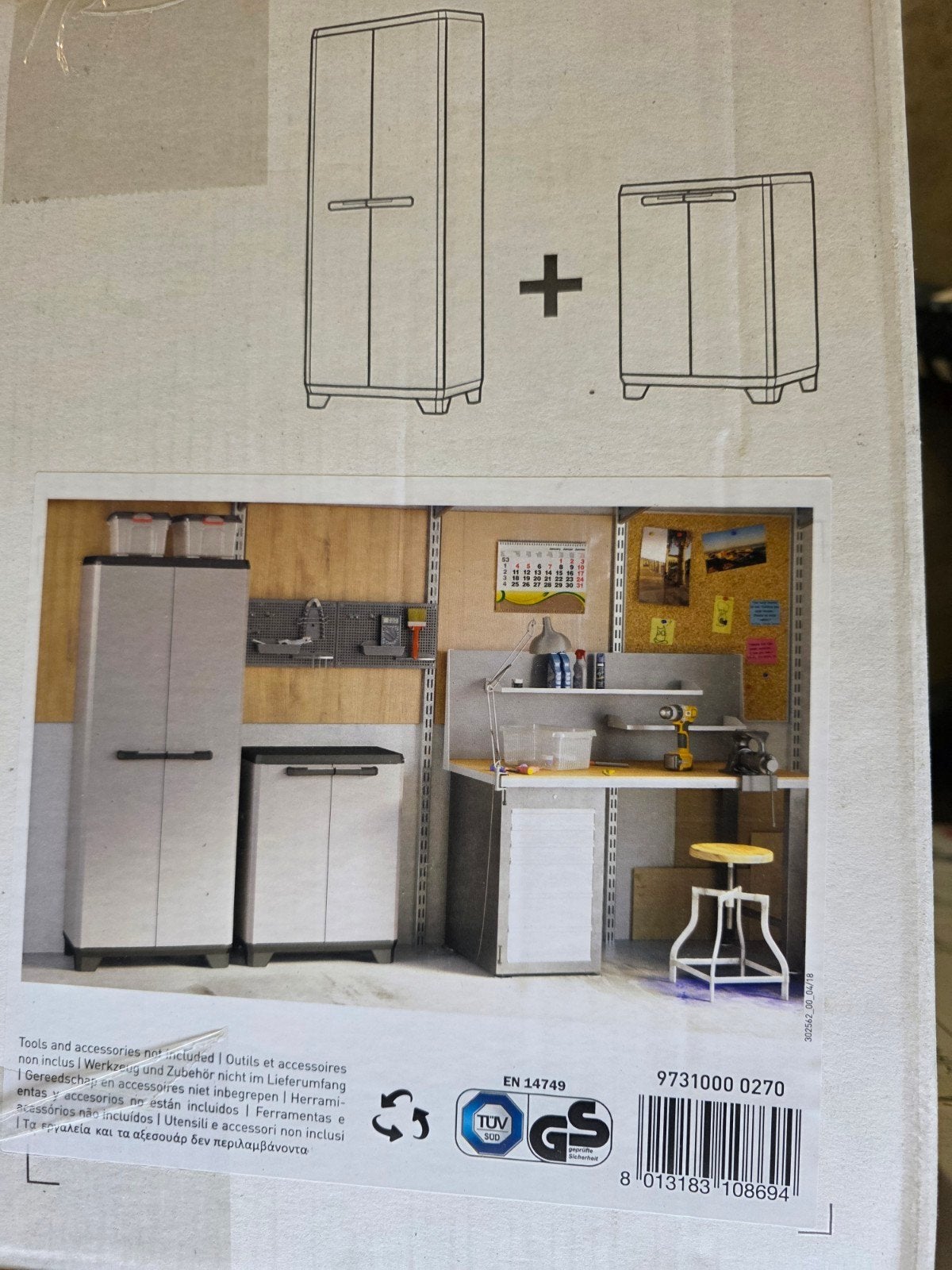 Set van 2 kunststof opbergkasten Linear (hoog en laag), Kunststof, ., Overige typen, Nieuw