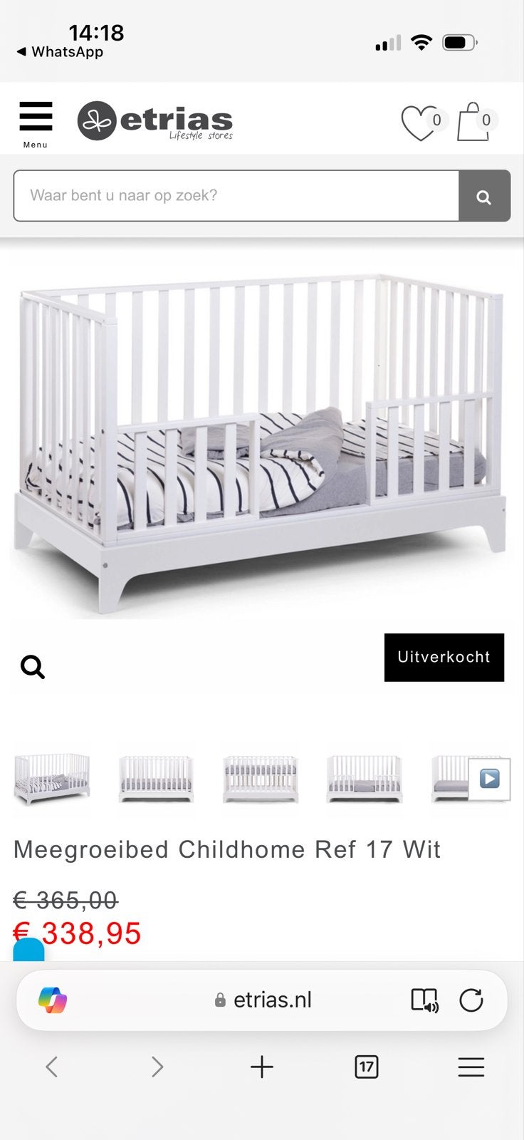 Childhome Meegroeibed Ref 17 Wit - Inclusief Matras, Ophalen, 70 tot 85 cm, 140 tot 160 cm, Zo goed als nieuw