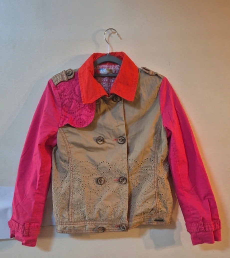 Desigual Trenchcoat Maat 40 (valt als 38), Ophalen of Verzenden, Zo goed als nieuw, Maat 38/40 (M), Meerkleurig