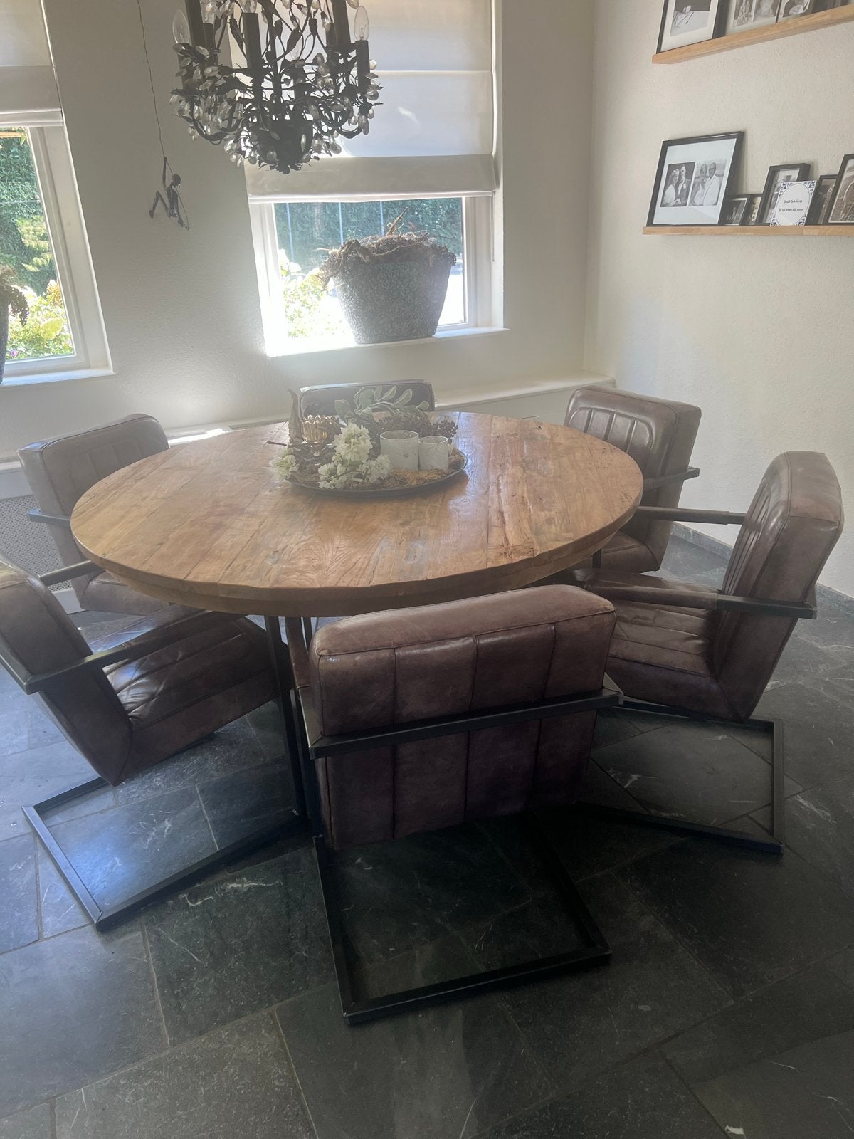 Robuuste ronde eettafel, Ophalen, Gebruikt, 100 tot 150 cm, Rond