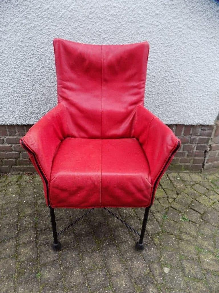 Fauteuil rood leder designstoel Montis, Ophalen of Verzenden, Gebruikt, Leer