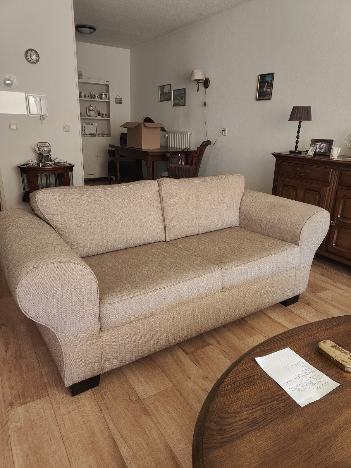 Comfortabele 2-zits bank senioren 185b x83d x 80h beige visg, Ophalen, 150 tot 200 cm, Modern klassiek, Tweepersoons