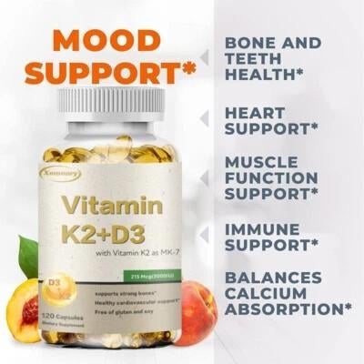 Vitamine K2+D3 Capsules voor Botten, Hart & Immuunsysteem, Ophalen of Verzenden, Nieuw, Overige typen