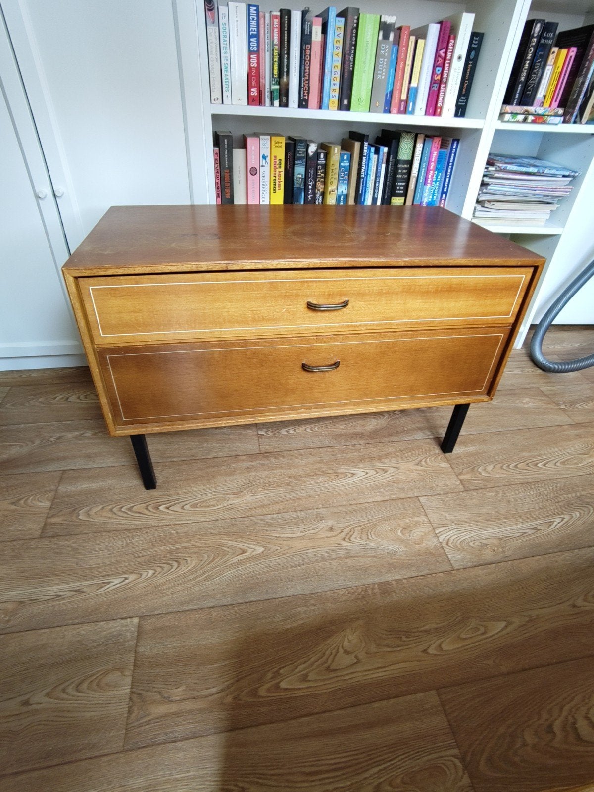 Vintage (mid century) ladekastje met 2 laden, Huis en Inrichting, Kasten | Ladekasten, Ophalen, Gebruikt, 1 of 2 laden, 50 tot 100 cm