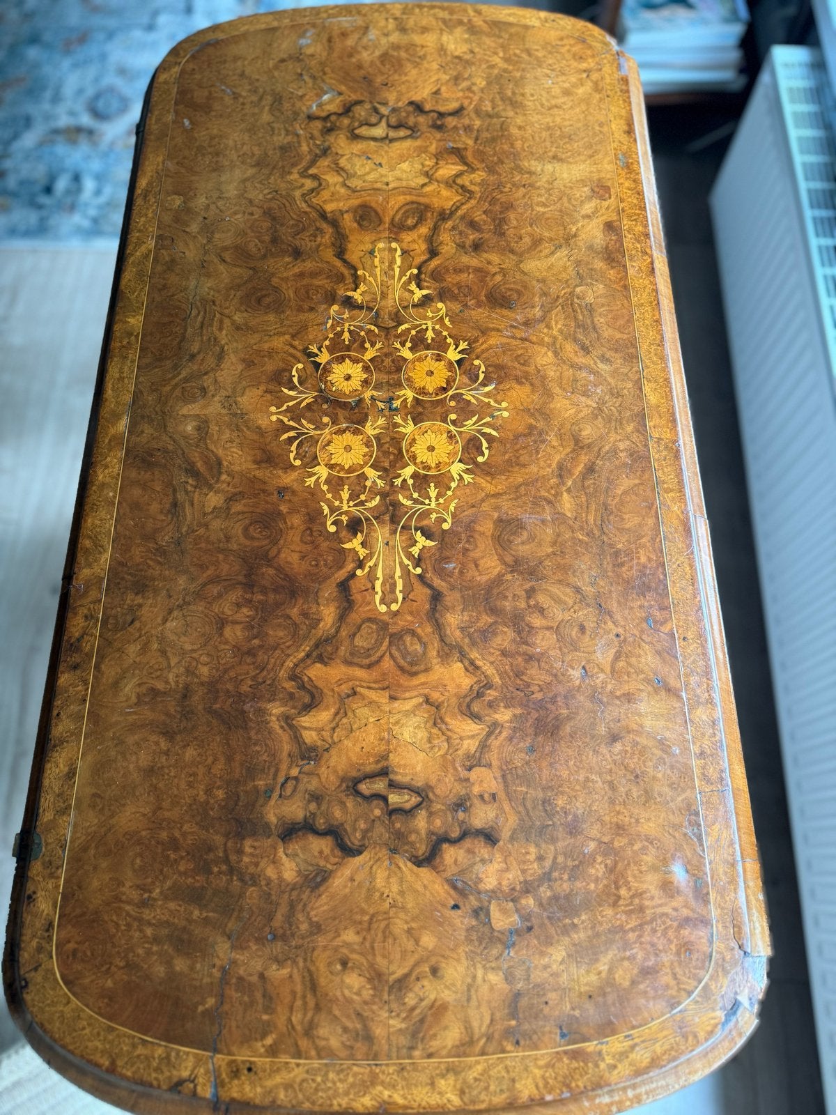 Antieke 19e-eeuwse speeltafel | Wortelnoten & marqueterie, Ophalen