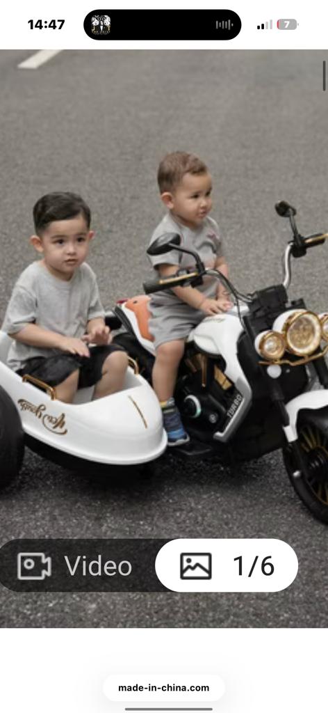 Elektrische Kindermotor met Zijspan - Wit/Goud, Ophalen of Verzenden, Nieuw