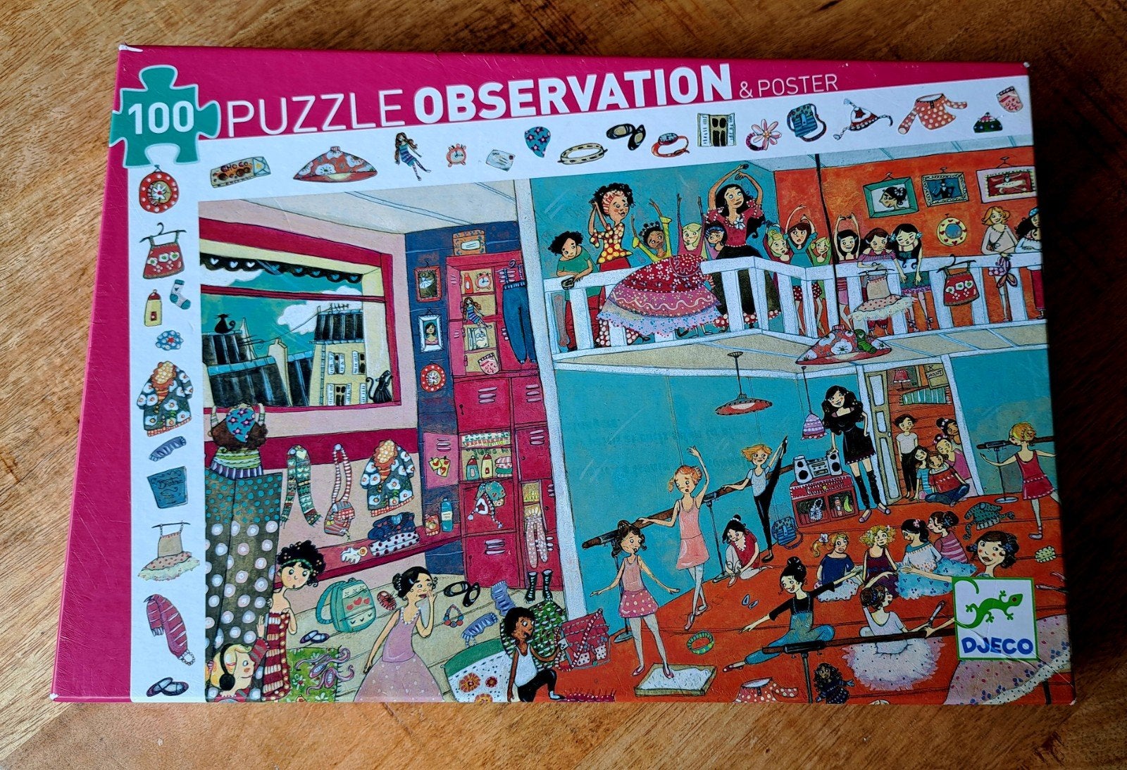 Djeco Puzzel Observation Danse 100 stukjes met poster, Ophalen of Verzenden, Meer dan 50 stukjes, Gebruikt, 6 jaar of ouder