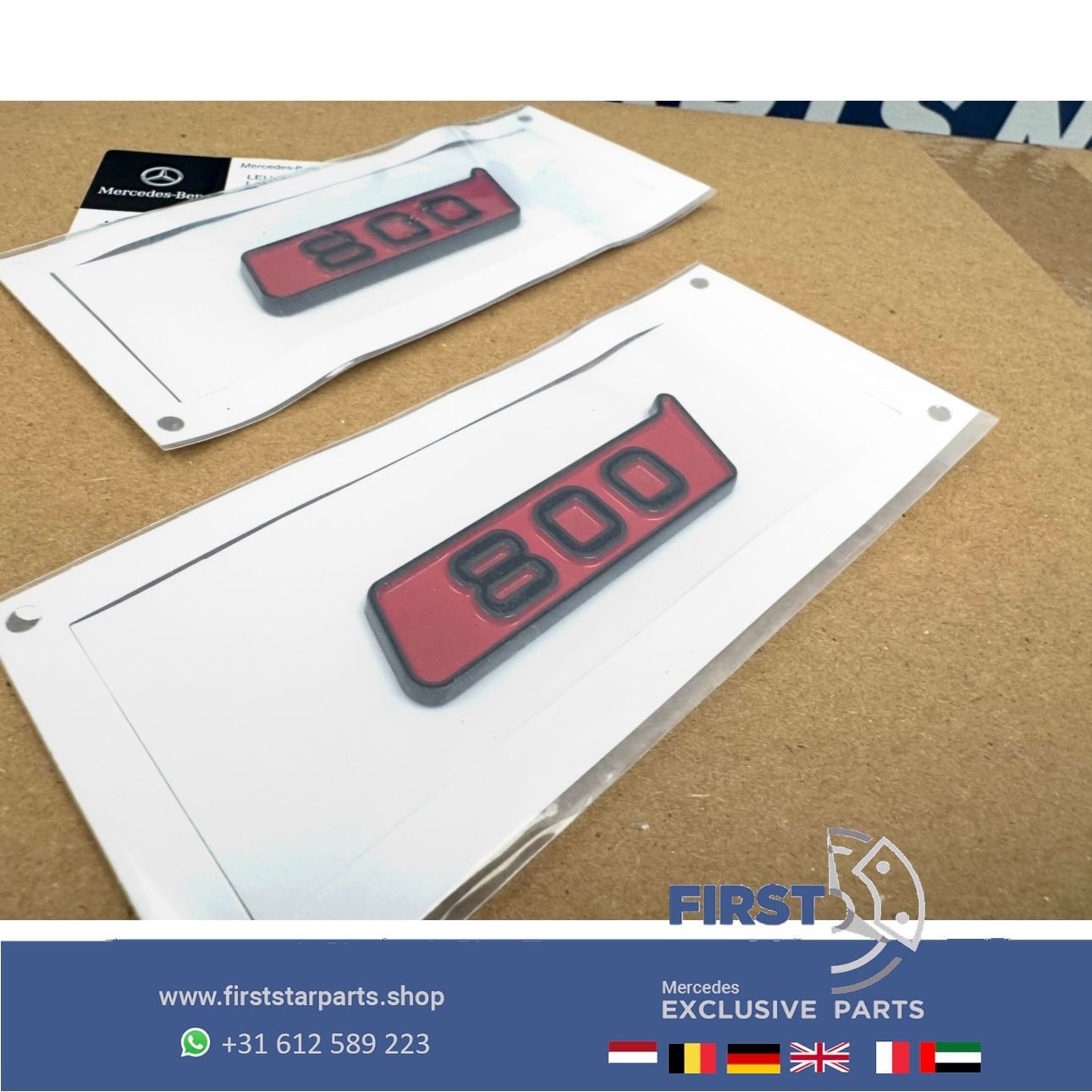 BRABUS 800 ROCKET LOGO SET LETTERS ZWART / ROOD LOGO ZIJSCHE, Gebruikt, -, Ophalen of Verzenden, Achter
