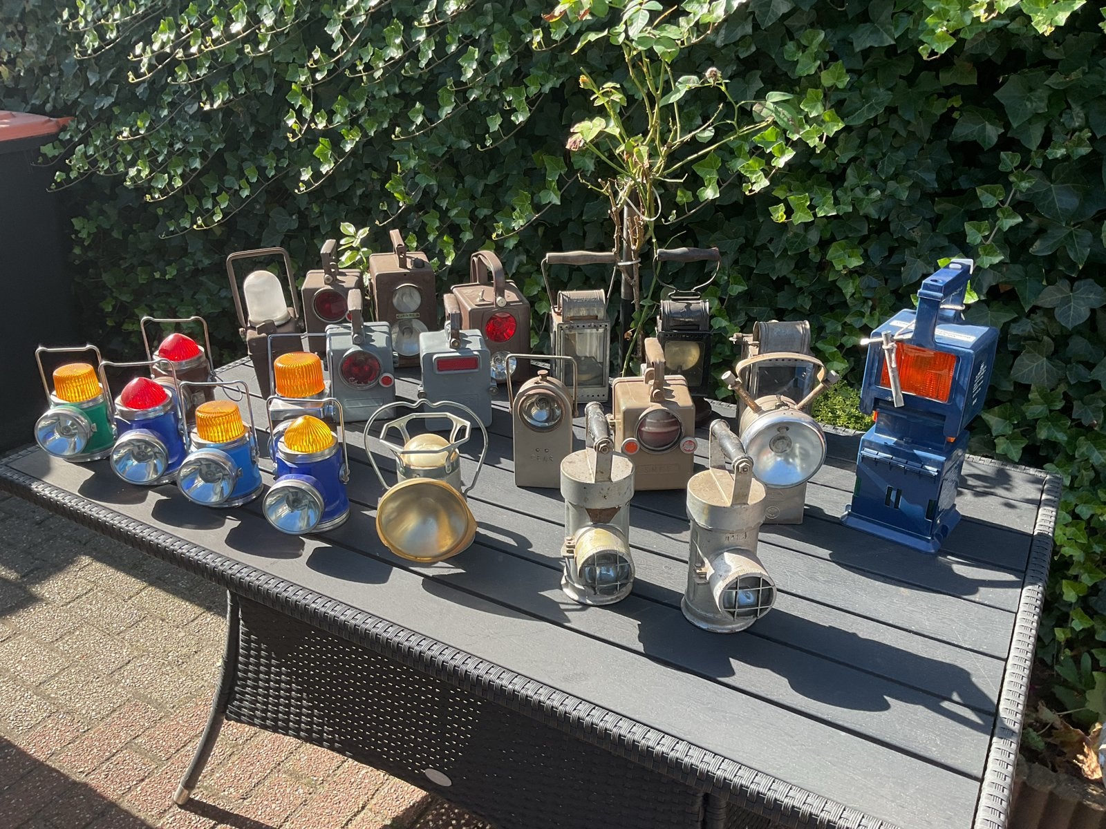 Uniek vintage spoorweglampen, pechlampen, mijnwerkerslampen., Antiek en Kunst, Ophalen