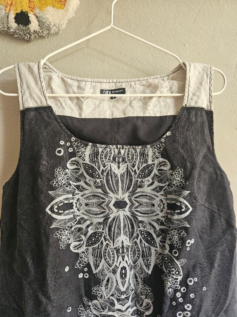 Trendy linnen zomer jurk van Didi mt. S, Maat 38/40 (M), Zwart, Didi, Ophalen of Verzenden