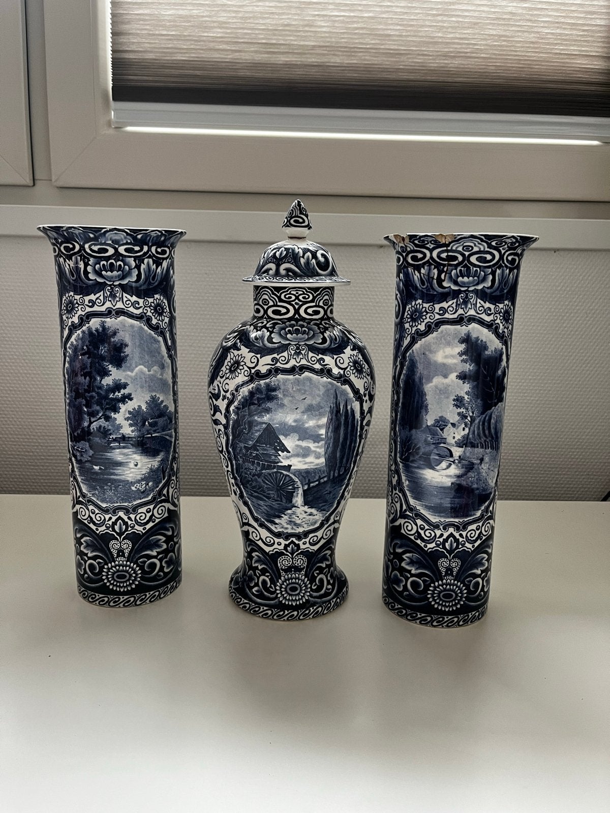 Delfts Blauw Vazen Set - Société Céramique Maastricht, Antiek en Kunst, Ophalen