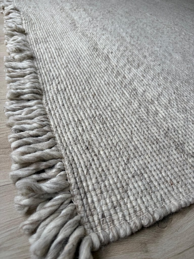 Wollen Vloerkleed Tapijt 200x300, 200 cm of meer, Crème, Ophalen of Verzenden, Zo goed als nieuw