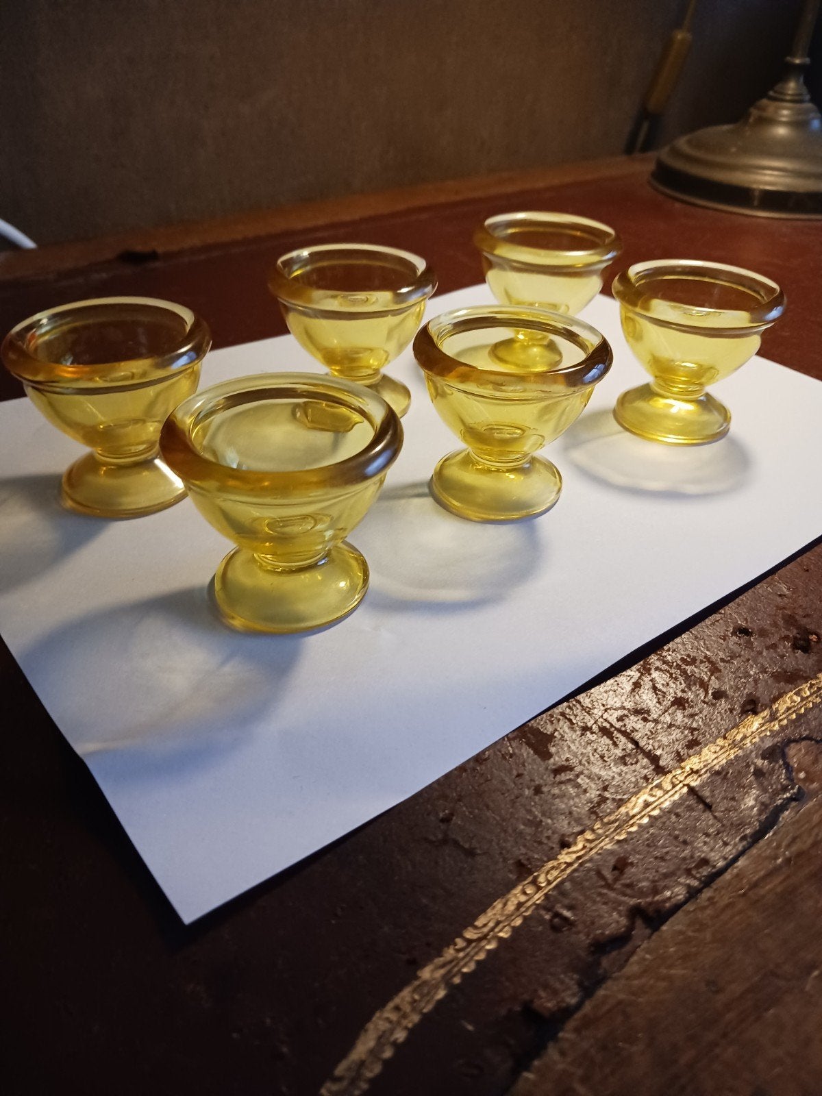eierdopjes geel persglas 6 stuks, Ophalen of Verzenden