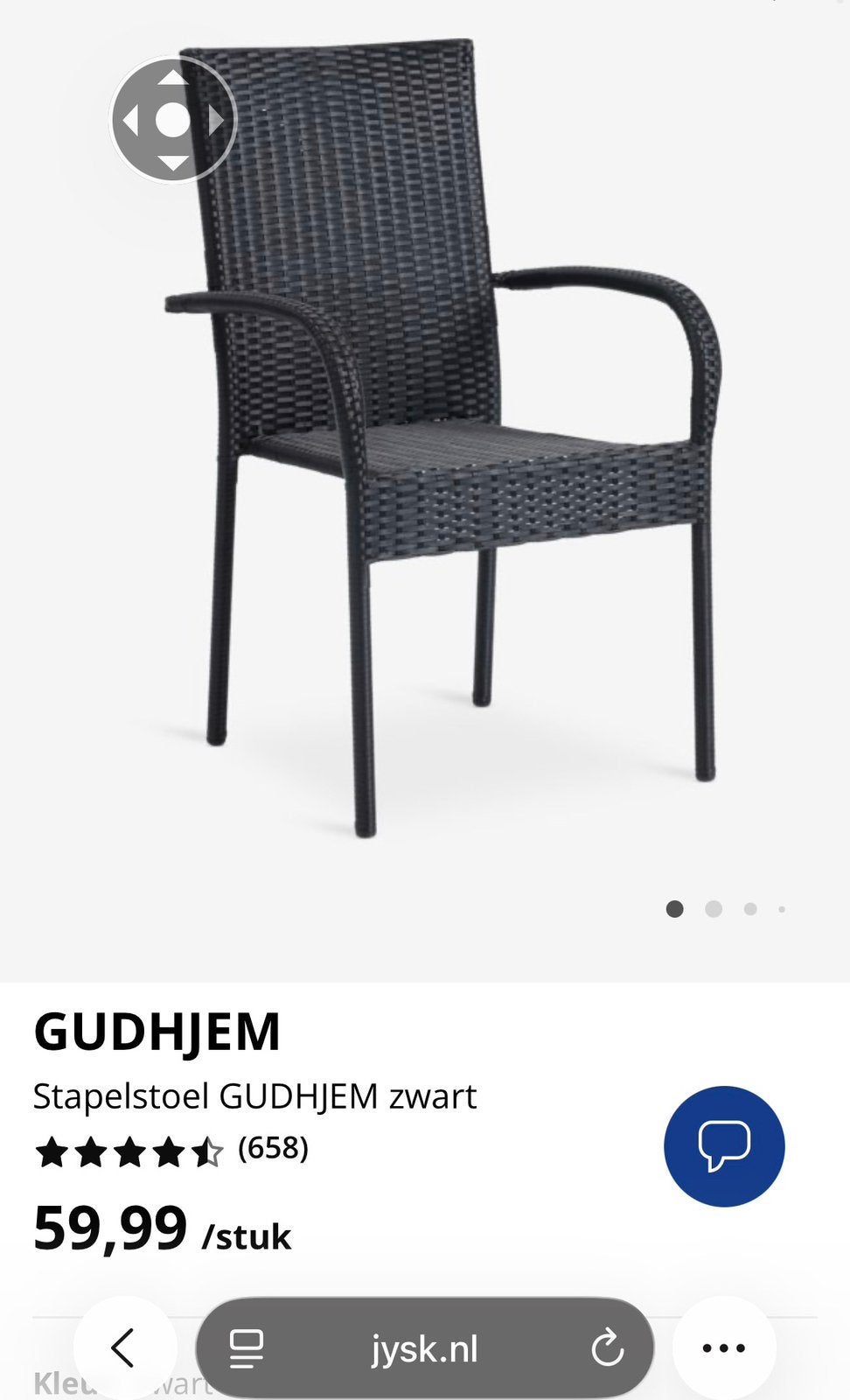 Set van 4 Jysk stoelen., Ophalen, Zo goed als nieuw, Aluminium