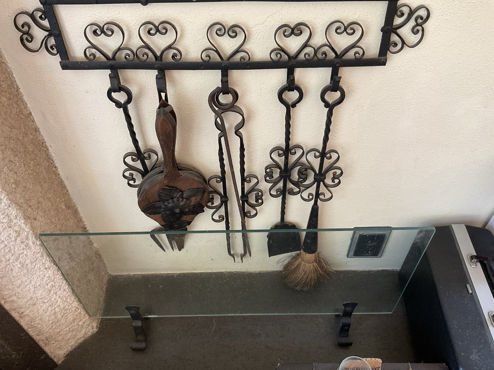 Smeedijzeren haardstel met 4 accessoires, Ophalen of Verzenden, Gebruikt, Vrijstaande haard, Overige soorten