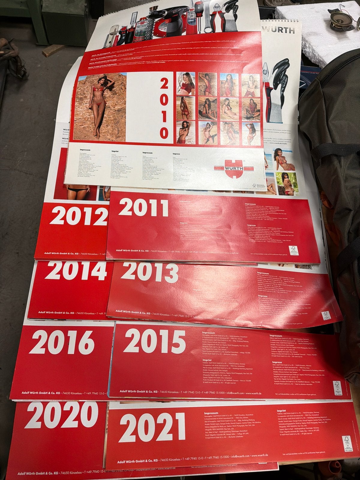 9x Würth werkplaats kalender, Diversen, Ophalen of Verzenden, Maandkalender, Gebruikt