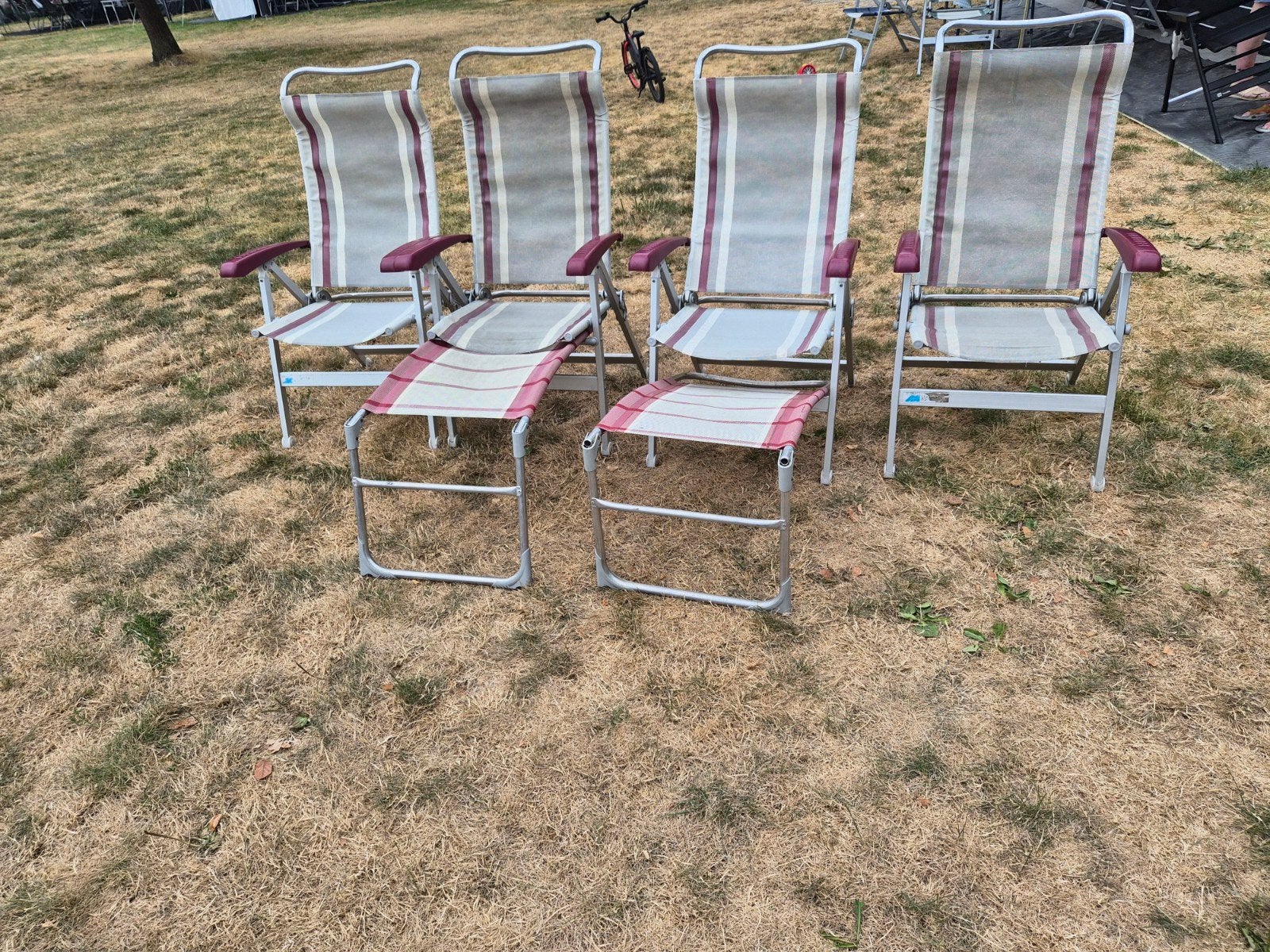 Dukdalf stoelen met 2 voetenbankjes, Ophalen, Gebruikt, Campingstoel