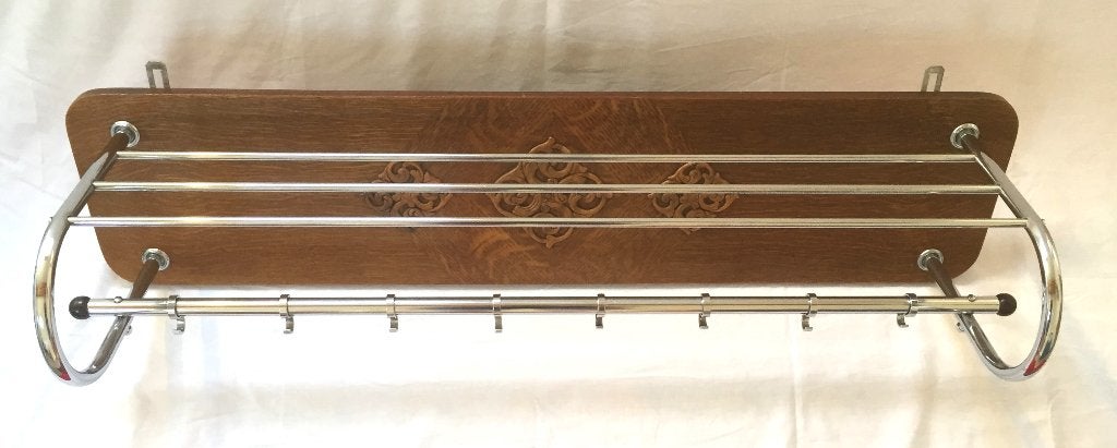 wandkapstok met verchroomd buisframe jaren ’50, vintage, Wandkapstok, Gebruikt, Ophalen of Verzenden, Minder dan 100 cm