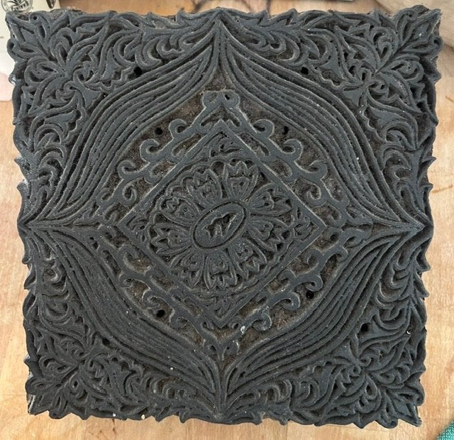 Oude Nepalese Block(Textiel)stempel, Overige materialen, Gebruikt, Zwart, Ophalen of Verzenden