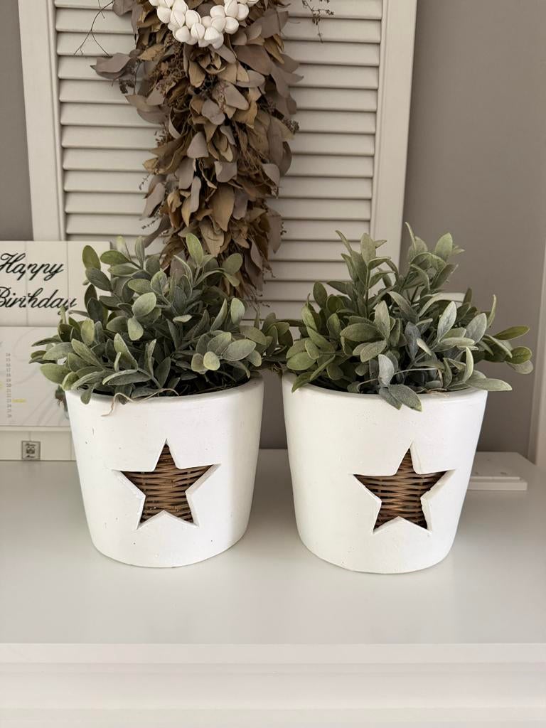 Riviera Maison bloempotten Star M (2 stuks), Rond, Binnen, Ophalen of Verzenden, Zo goed als nieuw