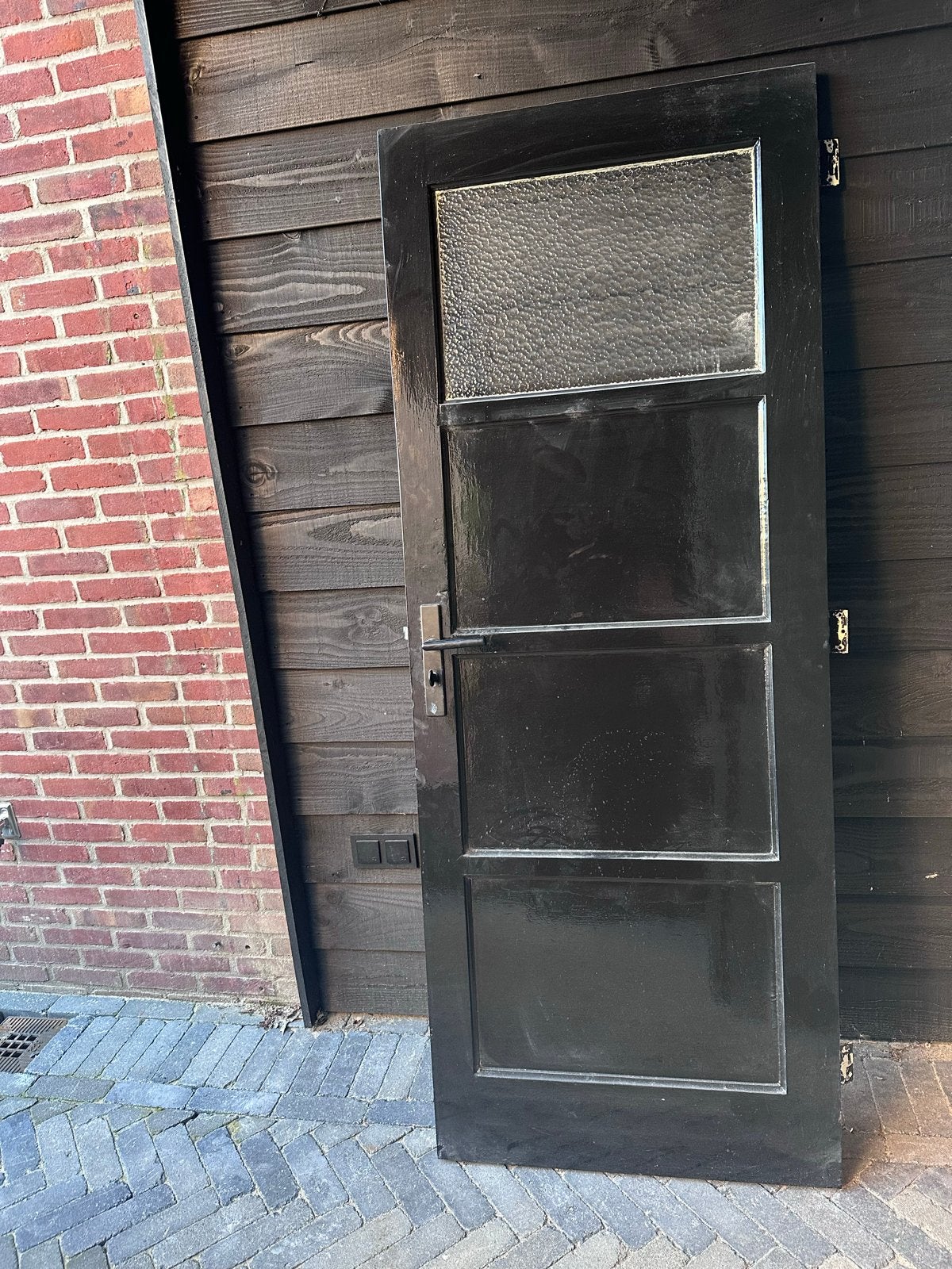 Zwarte binnendeur met glas en slot Gratis, Ophalen, Gebruikt, 80 tot 100 cm, Binnendeur