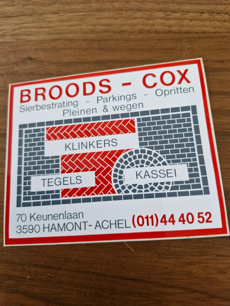 8168 Sticker Broods - Cox Sierbestrating Hamont-Achel, Ophalen of Verzenden, Nieuw, Bedrijf of Vereniging
