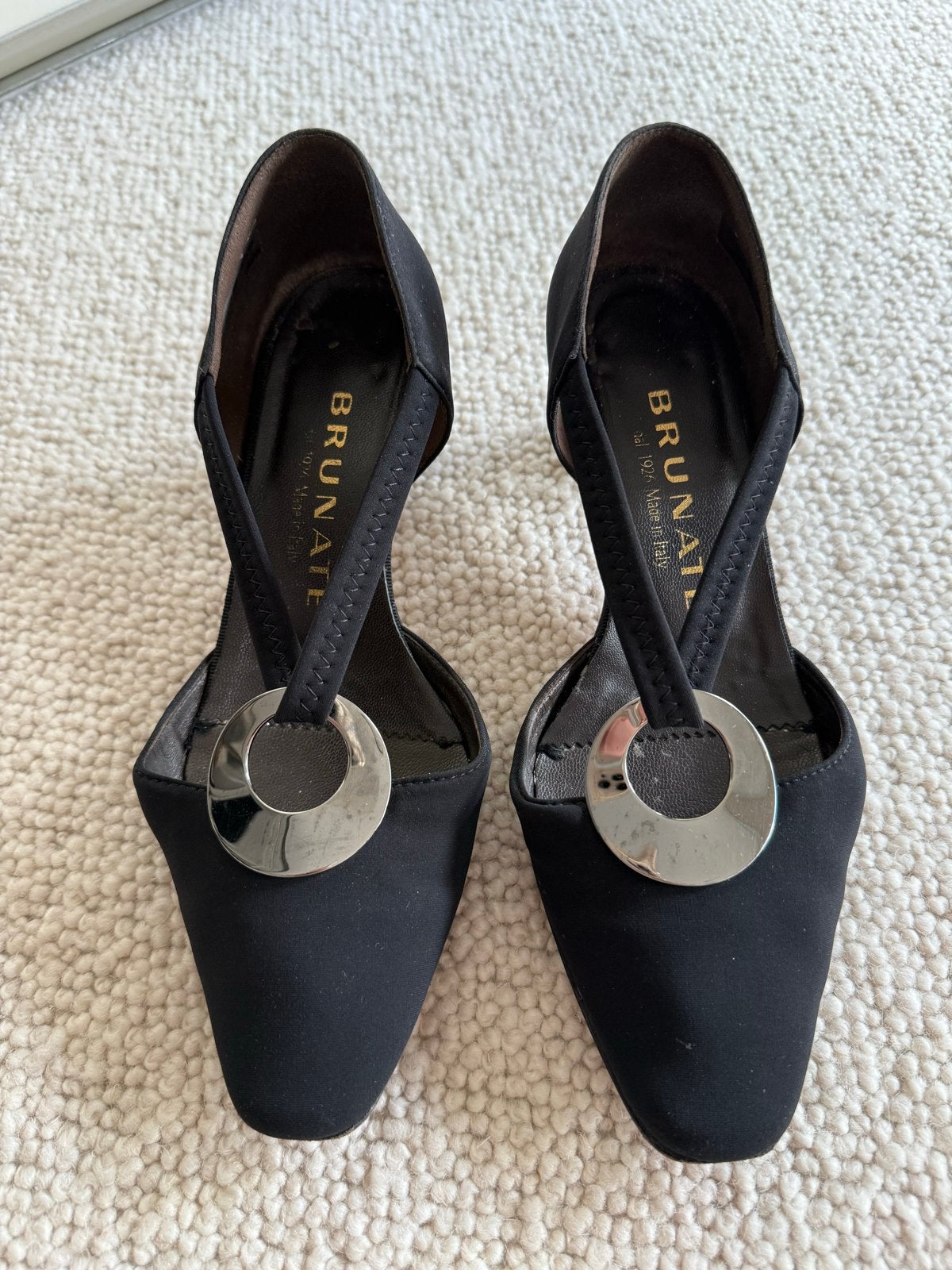 Brunate zwarte pumps met lage hak, maat 36.5, Ophalen of Verzenden, Gedragen, Zwart, Schoenen met lage hakken