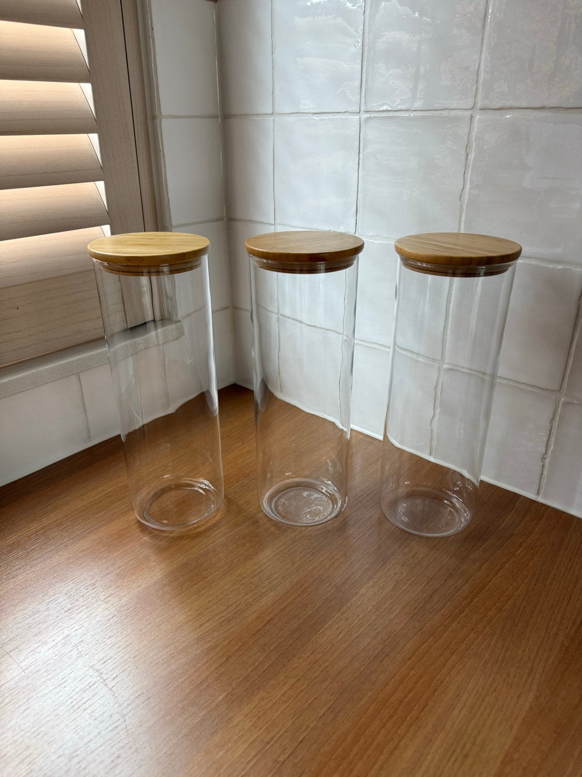 IKEA Eklatant glazen voorraadpotten met bamboe deksel 1.8L, Ophalen, Glas, IKEA, Zo goed als nieuw