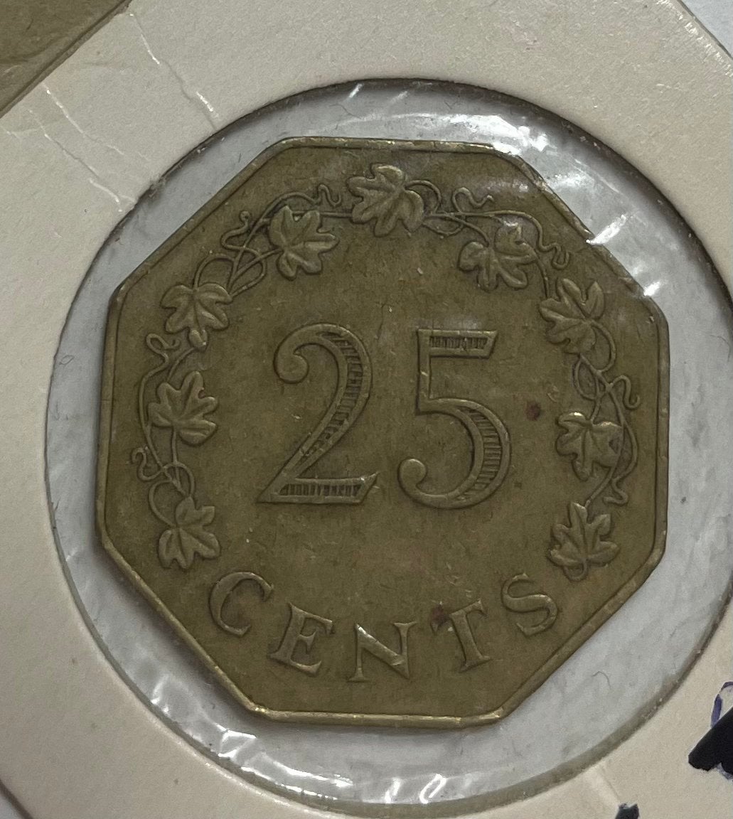25 cent Malta 1975, Ophalen of Verzenden, Overige landen