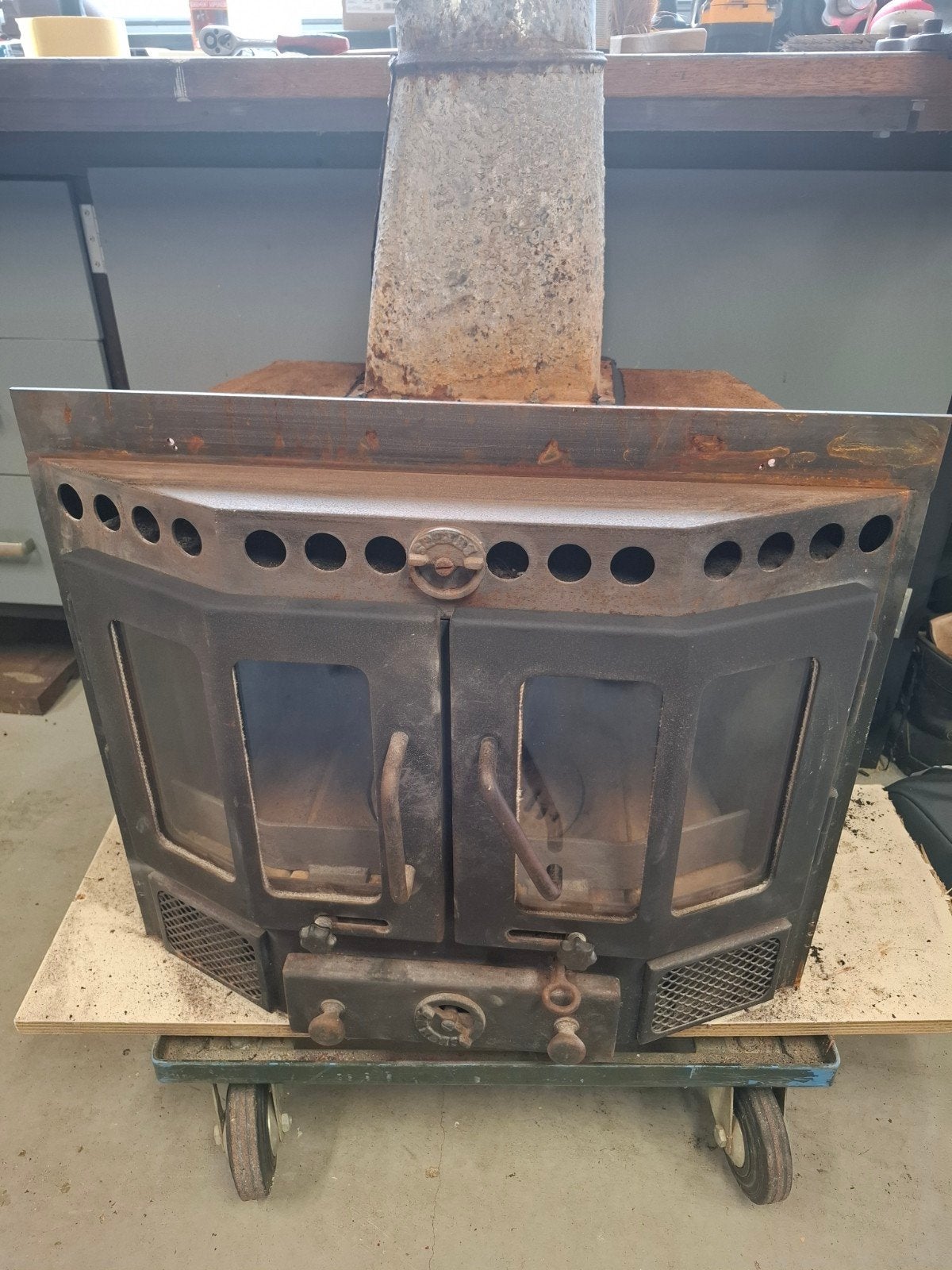 Inbouwhaard hout, Huis en Inrichting, Ophalen, Gebruikt, Houtkachel, Inbouw