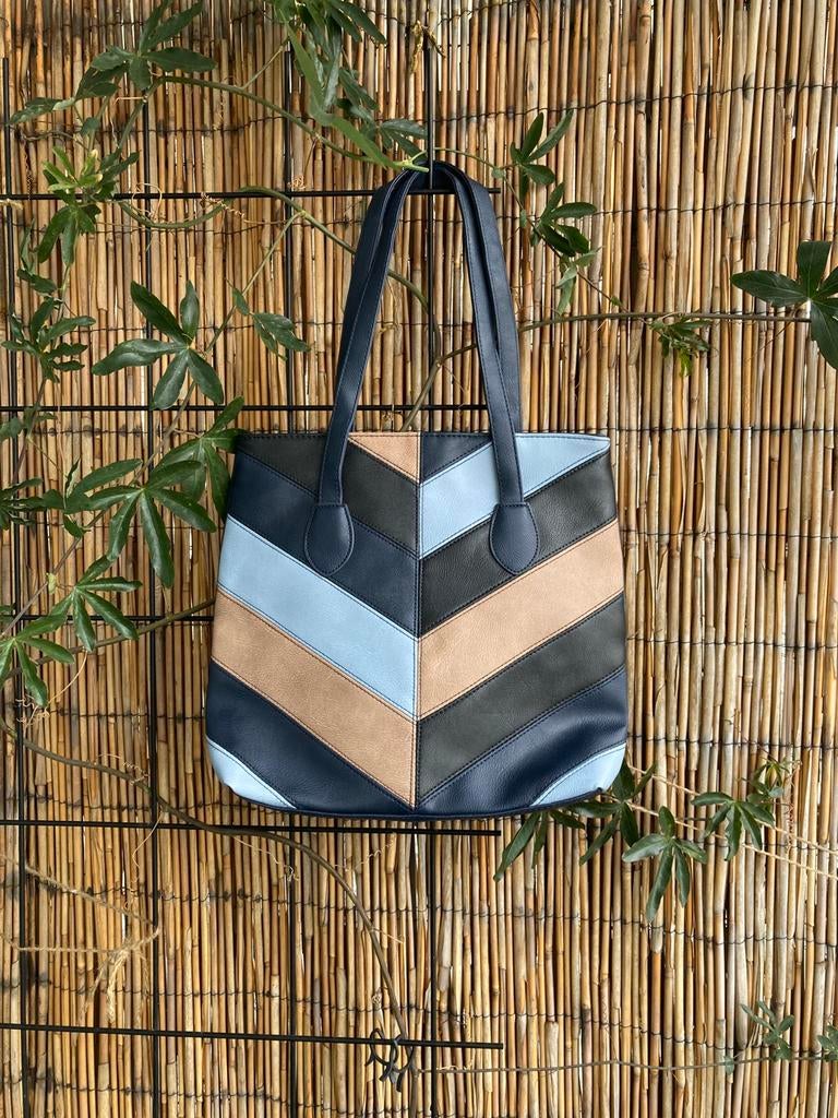 Leren schoudertas "multicolorido", Ophalen of Verzenden, Zo goed als nieuw, Blauw