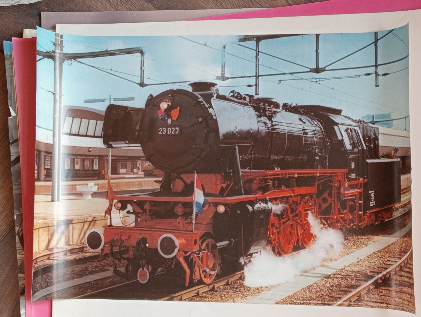 Grote poster Stoomtrein Locomotief, Verzamelen, Kaart of Prent, Trein, ., Ophalen of Verzenden