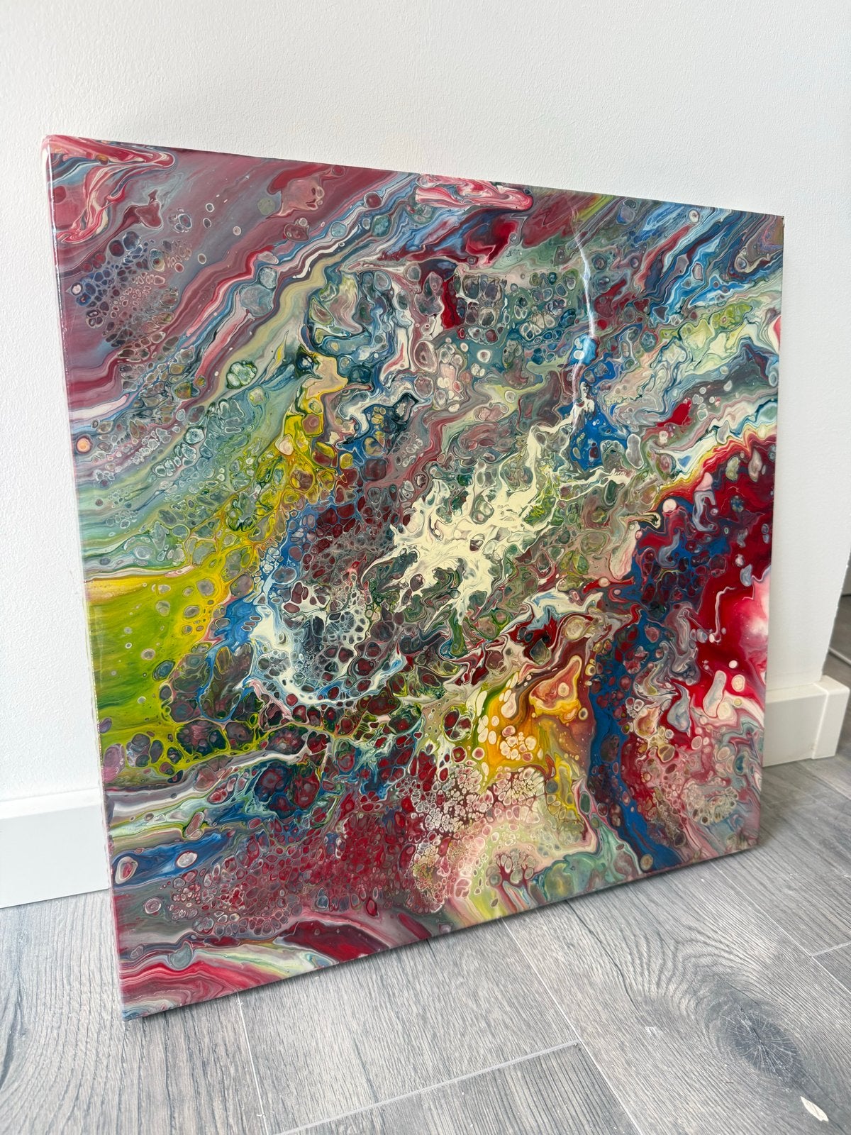 Abstract Acryl Giet Schilderij - Kleurrijk en Uniek, Ophalen