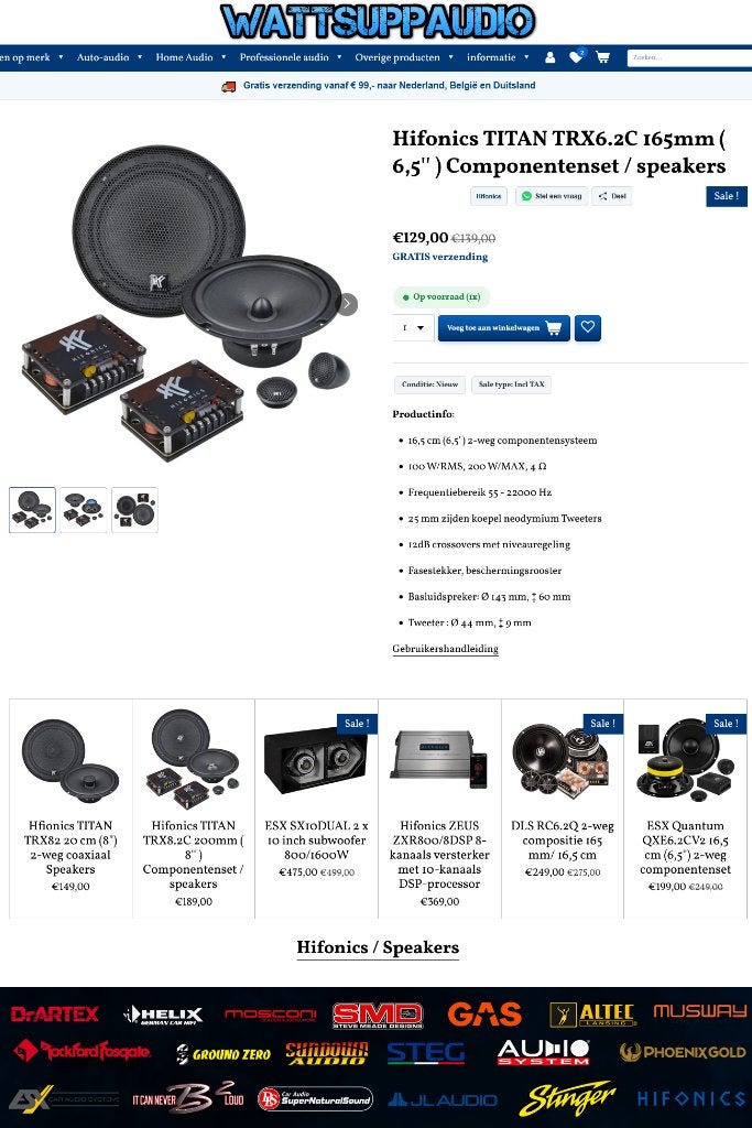 Hifonics TITAN TRX6.2C 16.5cm / 6.5 inch composet / speakers, Audio-design, Nieuw, Am Breilingsweg 3, 76709 Kronau, Duitsland