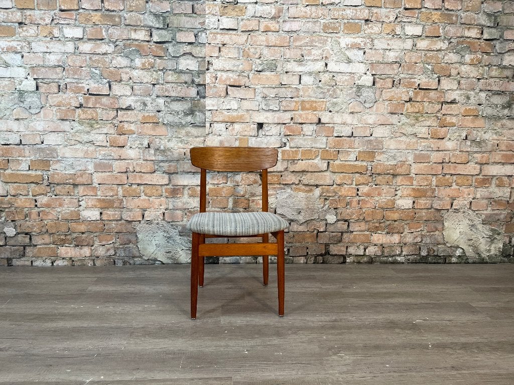 Vintage Deense Stoelen Set – Teak & Stof, Ophalen, Bruin, Design, Zo goed als nieuw