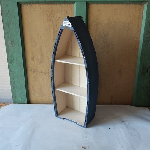 Boekenkastje type boot kano skiff 51 cm hoog blauw, Ophalen of Verzenden
