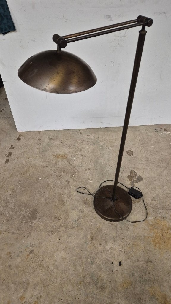 Halogeen vloerlamp 180 cm brons-look met zwenkarm, Huis en Inrichting, Ophalen, Gebruikt, Metaal, 150 tot 200 cm