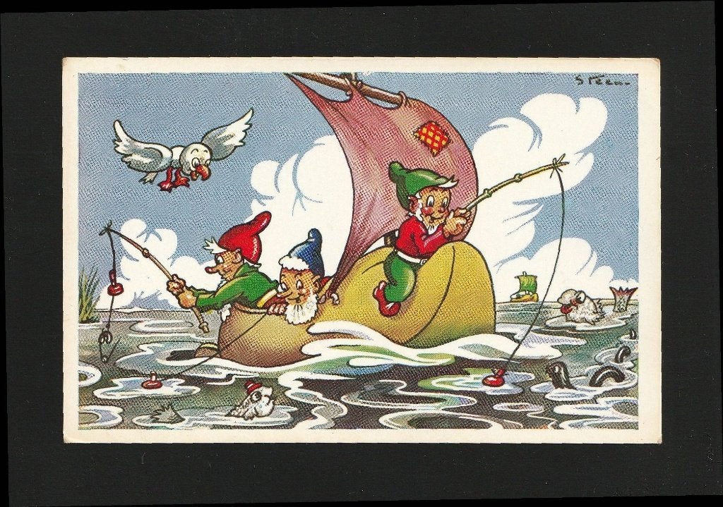 Ansichtkaart kabouters op zee vissen illu Pax Steen CC01-13, Verzamelen, Ophalen of Verzenden, 1940 tot 1960, Ongelopen, Sterren en Beroemdheden