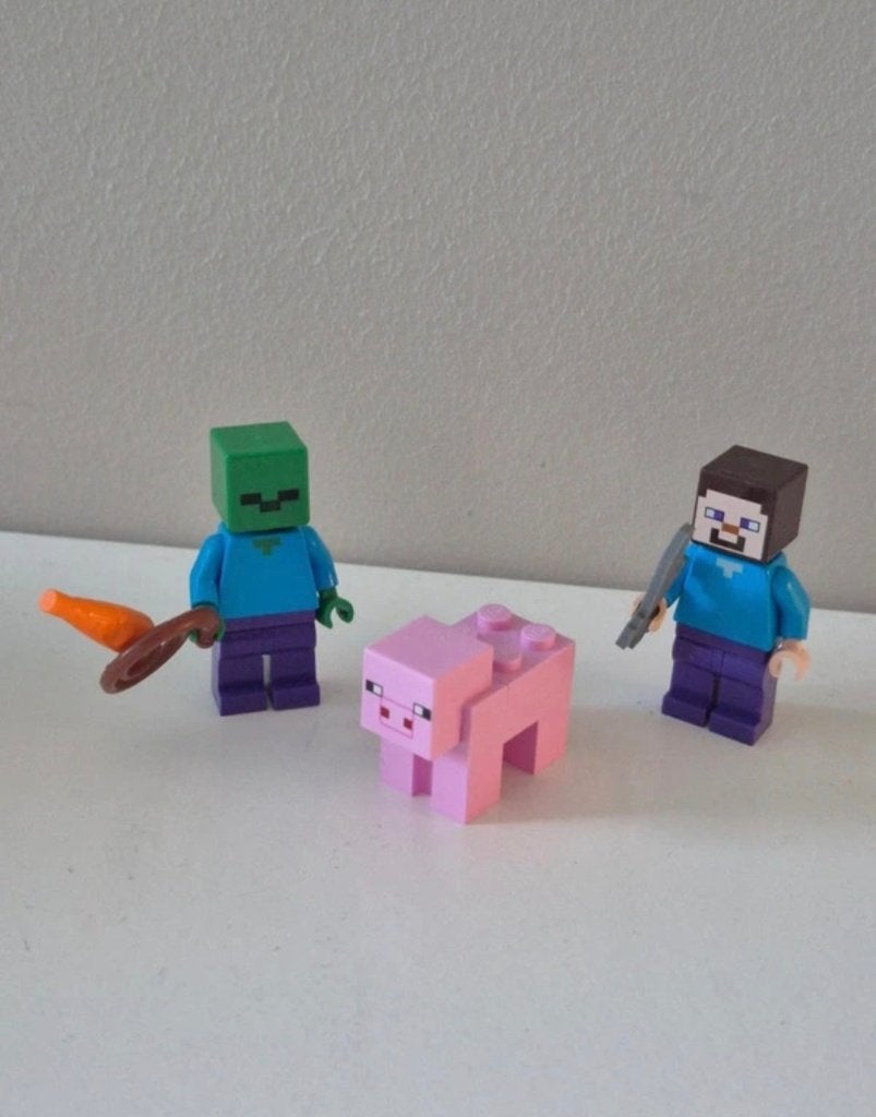 Lego minecraft 662101 steve, zombie and pigment, Gebruikt, Minecraft, Lego, Ophalen of Verzenden