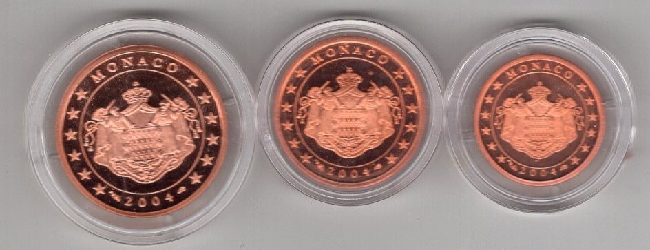 1 + 2 + 5 Eurocent Monaco 2004 - PROOF, Verzenden, Monaco, Overige waardes, Setje