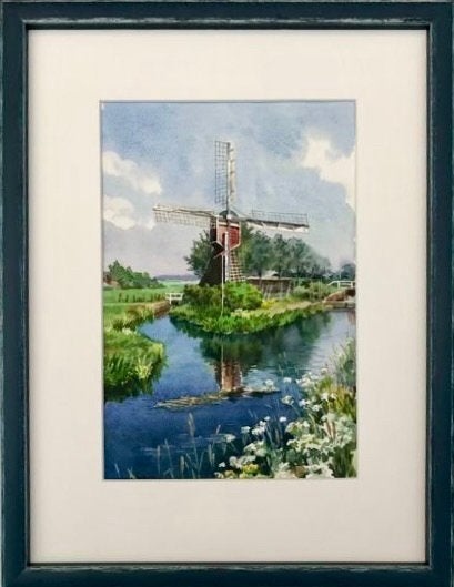Molen aan het Water, Antiek en Kunst, Kunst | Schilderijen | Modern, Landschap, Aquarel, Papier/karton, Ophalen of Verzenden