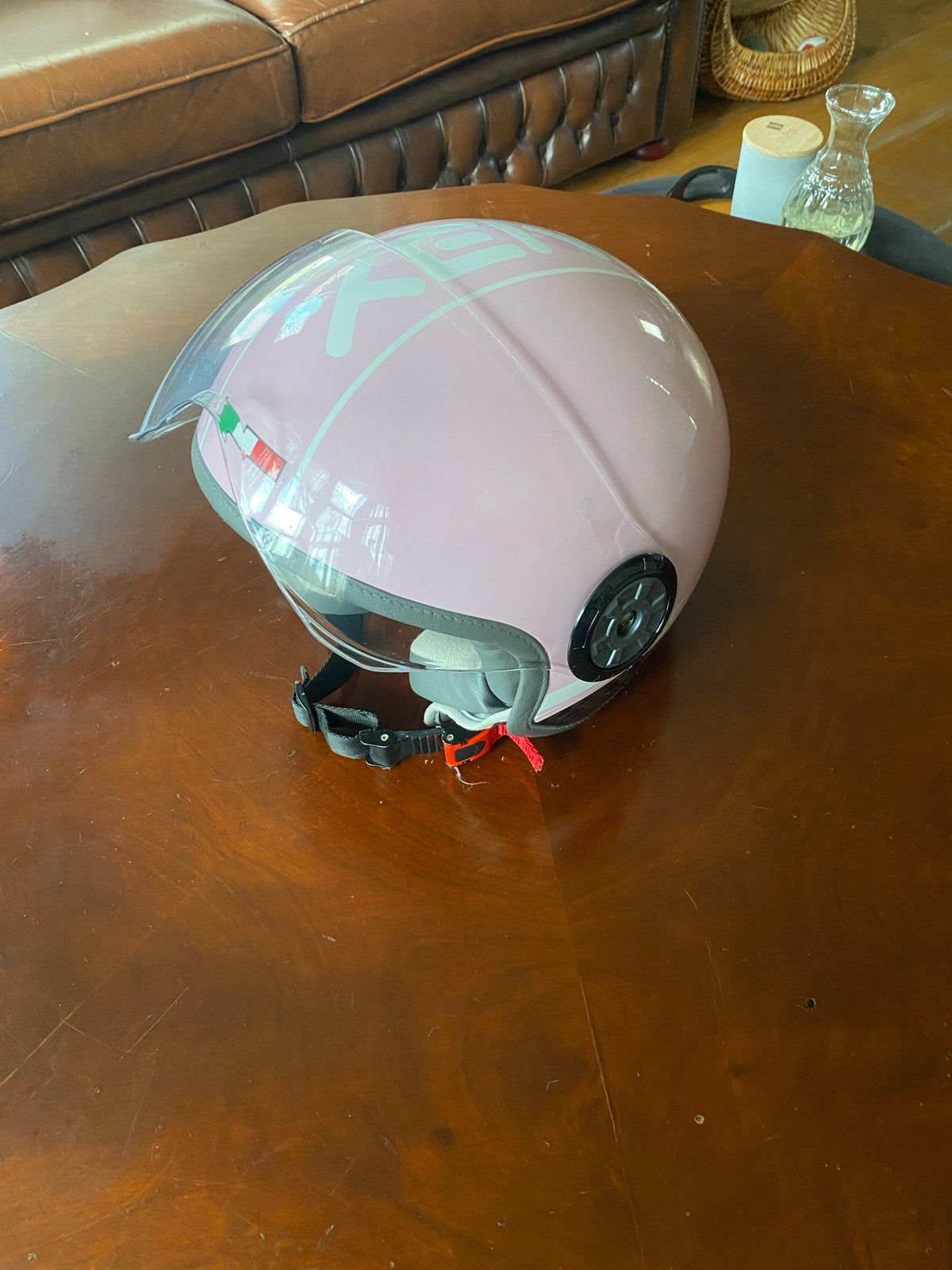 Roze scooterhelm!! Maat S, Fietsen en Brommers, Brommerhelmen, Ophalen of Verzenden, Gebruikt, Small