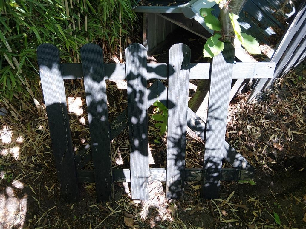 Tuinhek zwart mist 1 plank, Tuin en Terras, Tuinhekken en Hekwerk, Ophalen, Met poort, Gebruikt, Tuinhek