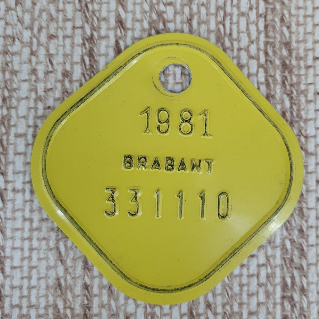 1481 Vintage oud emaille plaatje Belgisch brommerplaatje, Ophalen of Verzenden, Gebruikt, Overige typen