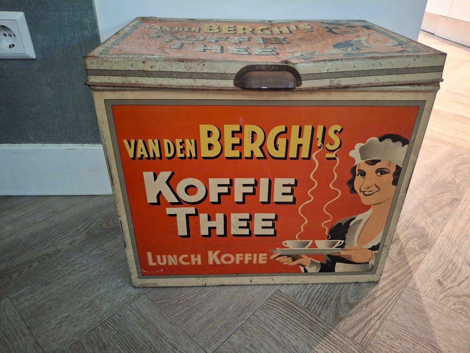 Antieke Lunch Koffie Thee blik van Van den Bergh's, Antiek en Kunst, Ophalen of Verzenden