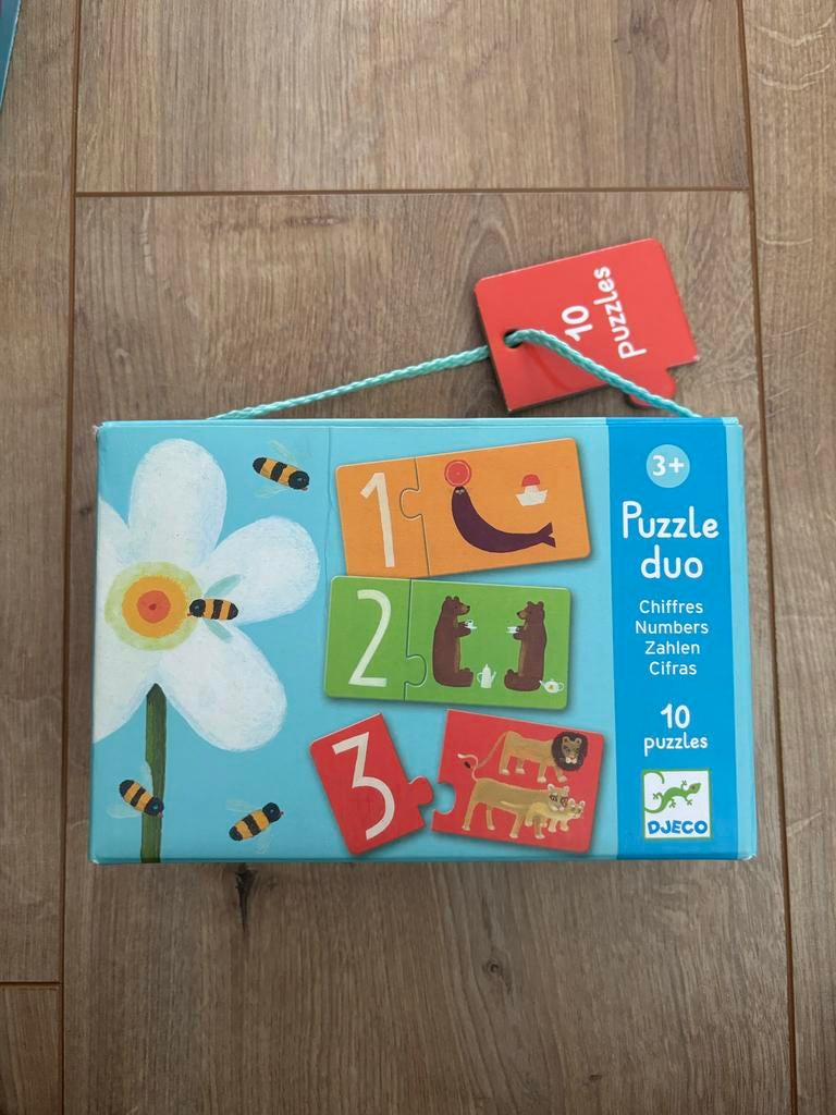 Djeco Puzzle Duo Cijfers en Tellen (10 puzzels), Ophalen of Verzenden, 10 tot 50 stukjes, Zo goed als nieuw, 2 tot 4 jaar