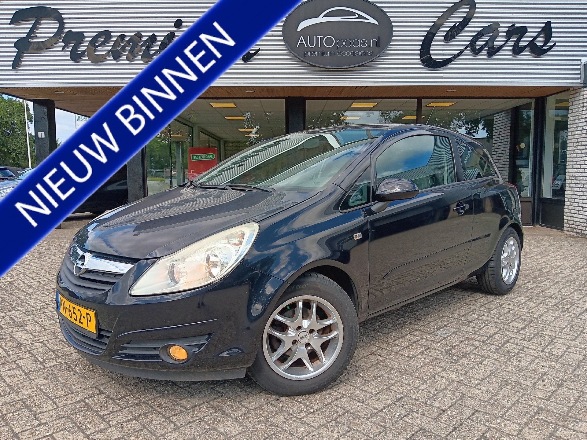 Opel Corsa 1.4-16V Enjoy Airco (bj 2007), Voorwielaandrijving, Gebruikt, 4 cilinders, Zwart