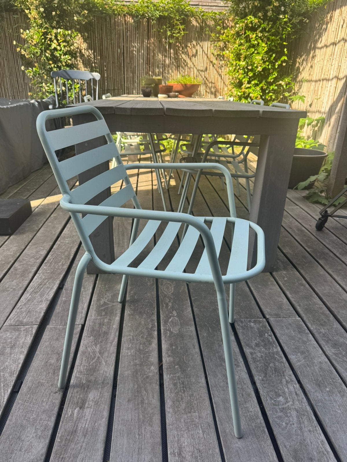 8 tuinstoelen, Ophalen, Zo goed als nieuw, Metaal, Stapelbaar