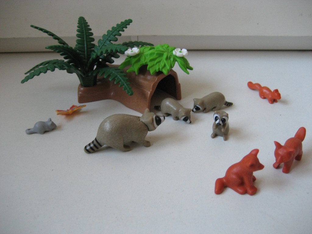 playmobil stronk met bosdieren wasberen vossen, Ophalen of Verzenden, Zo goed als nieuw