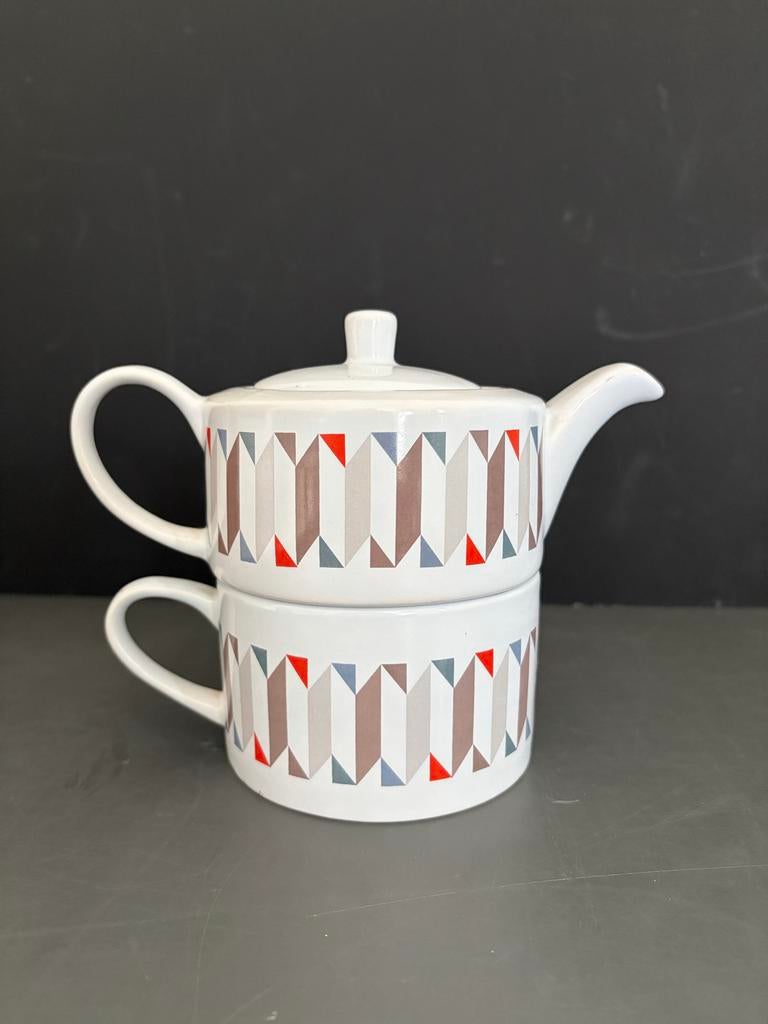Theepot met theekopje - Geometrisch design, Overige typen, Nieuw, Ophalen of Verzenden, Overige stijlen